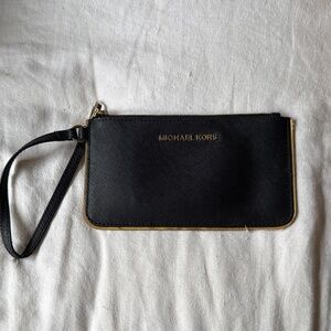 Michael Kors Black and Gold Wristlet